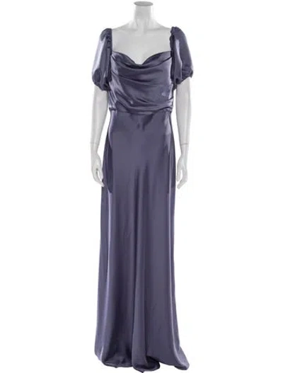 Pre-owned Jenny Yoo Cowl Neck Long Dress In Gray