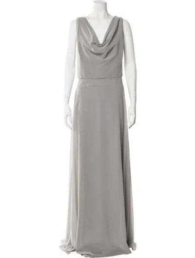 Pre-owned Jenny Yoo Cowl Neck Long Dress In Gray