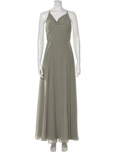 Pre-owned Jenny Yoo Cowl Neck Long Dress In Green