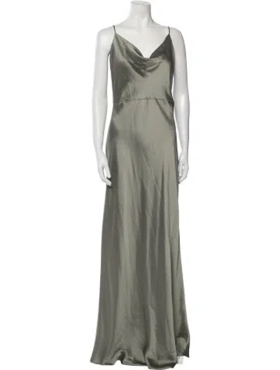 Pre-owned Jenny Yoo Cowl Neck Long Dress In Green