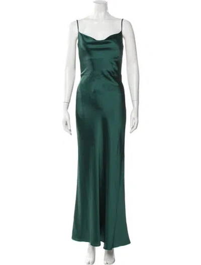 Pre-owned Jenny Yoo Cowl Neck Long Dress In Green