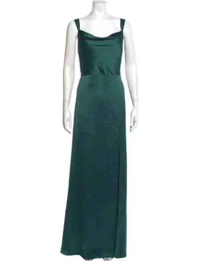 Pre-owned Jenny Yoo Cowl Neck Long Dress In Green