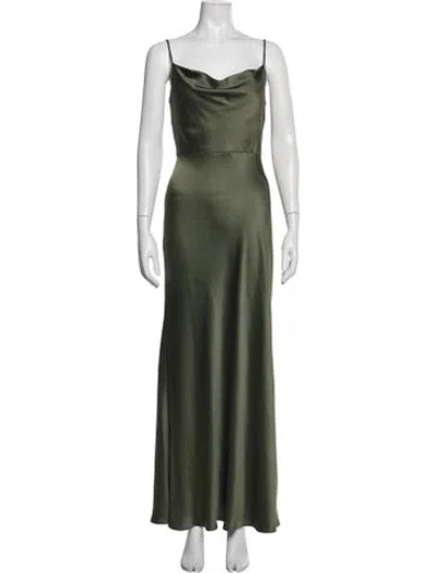 Pre-owned Jenny Yoo Cowl Neck Long Dress In Green