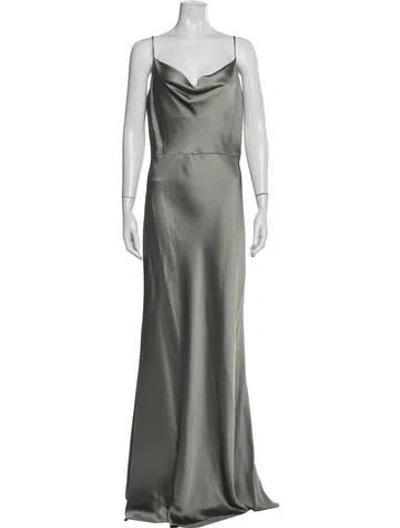 Pre-owned Jenny Yoo Cowl Neck Long Dress In Grey