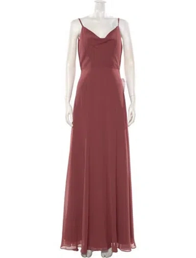 Pre-owned Jenny Yoo Cowl Neck Long Dress In Neutral