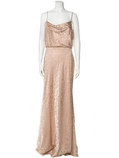 Pre-owned Jenny Yoo Cowl Neck Long Dress In Neutral