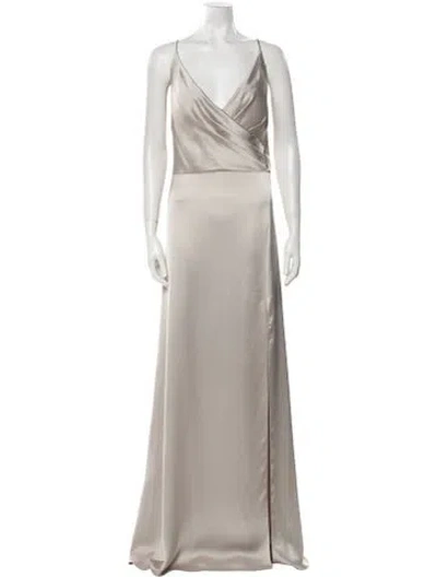 Pre-owned Jenny Yoo Cowl Neck Long Dress In Neutral