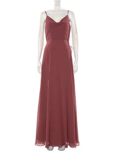 Pre-owned Jenny Yoo Cowl Neck Long Dress In Neutral