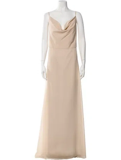Pre-owned Jenny Yoo Cowl Neck Long Dress In Neutral