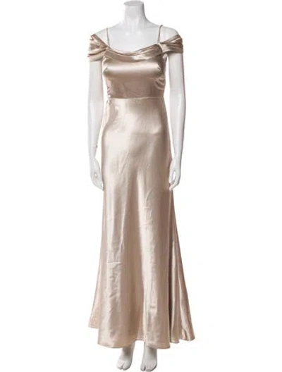 Pre-owned Jenny Yoo Cowl Neck Long Dress In Neutral