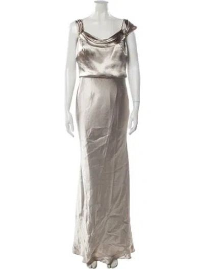 Pre-owned Jenny Yoo Cowl Neck Long Dress In Neutral