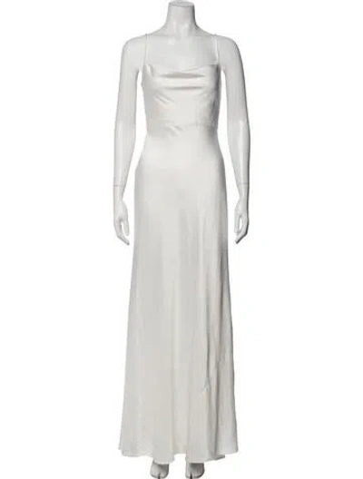 Pre-owned Jenny Yoo Cowl Neck Long Dress In Neutral