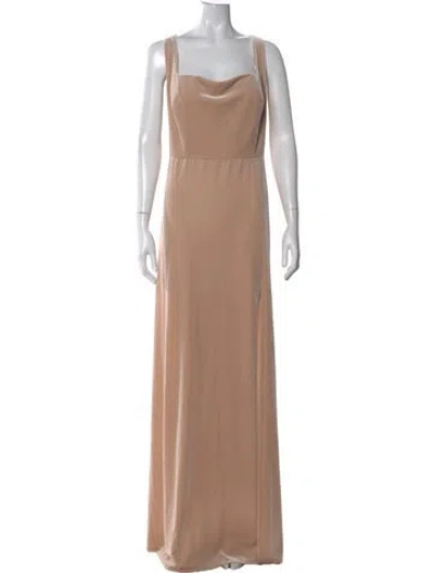 Pre-owned Jenny Yoo Cowl Neck Long Dress In Neutral