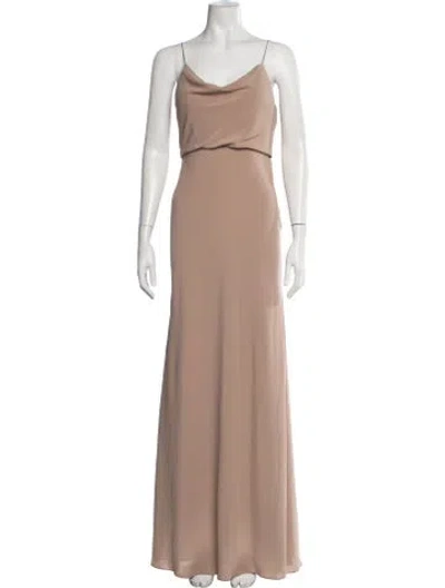 Pre-owned Jenny Yoo Cowl Neck Long Dress In Neutrals
