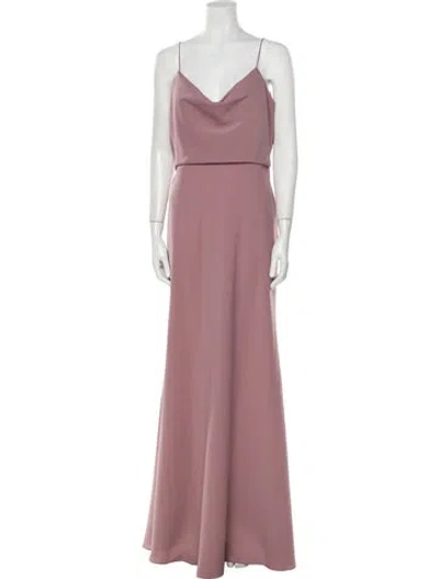 Pre-owned Jenny Yoo Cowl Neck Long Dress In Pink