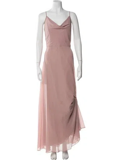 Pre-owned Jenny Yoo Cowl Neck Long Dress In Pink