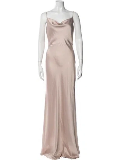 Pre-owned Jenny Yoo Cowl Neck Long Dress In Pink
