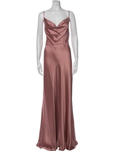 Pre-owned Jenny Yoo Cowl Neck Long Dress In Pink