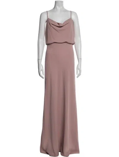 Pre-owned Jenny Yoo Cowl Neck Long Dress In Pink