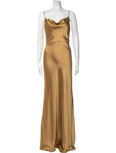Pre-owned Jenny Yoo Cowl Neck Long Dress In Yellow