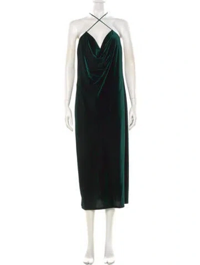 Pre-owned Jenny Yoo Cowl Neck Midi Length Dress In Green