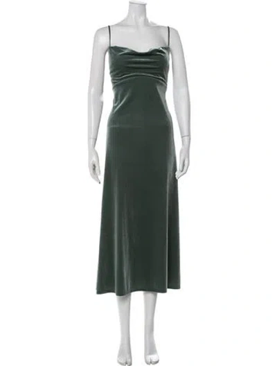 Pre-owned Jenny Yoo Cowl Neck Midi Length Dress In Green