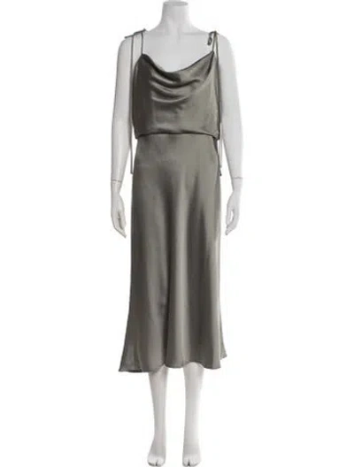 Pre-owned Jenny Yoo Cowl Neck Midi Length Dress In Green