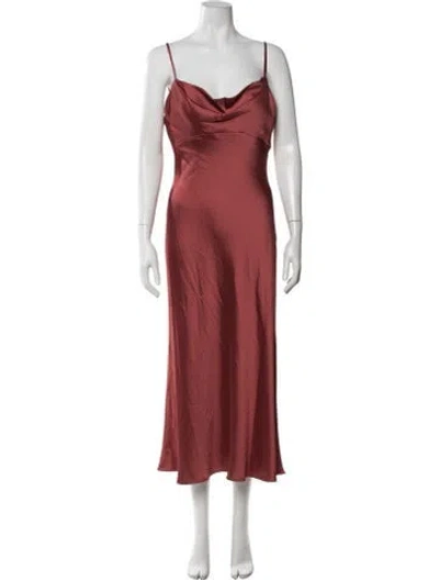 Pre-owned Jenny Yoo Cowl Neck Midi Length Dress W/ Tags In Orange