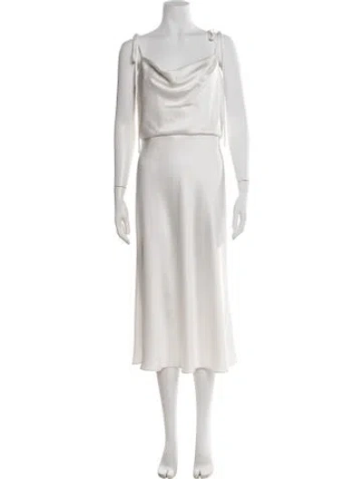 Pre-owned Jenny Yoo Cowl Neck Midi Length Dress In White