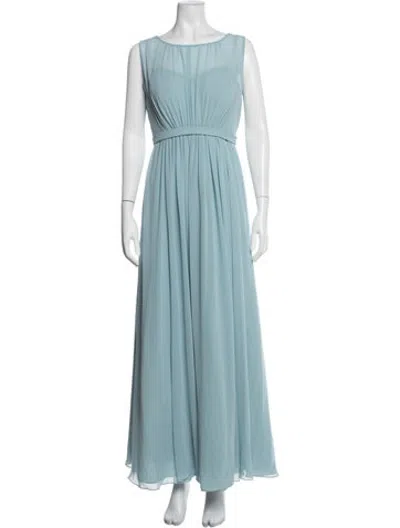 Pre-owned Jenny Yoo Crew Neck Long Dress In Blue