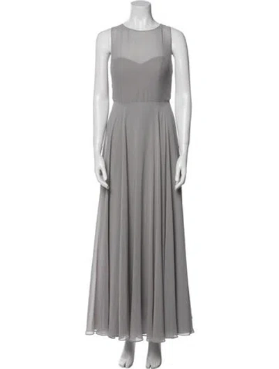 Pre-owned Jenny Yoo Crew Neck Long Dress In Gray