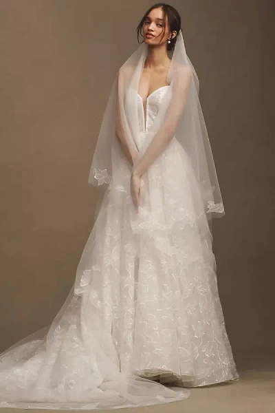 Jenny Yoo Emerson Floral Appliqué Cathedral Veil In White