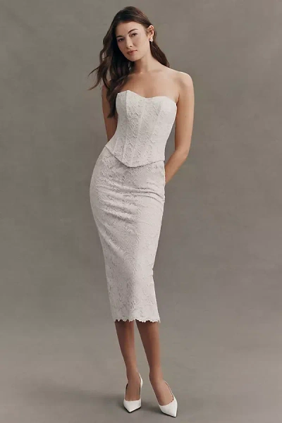 Jenny Yoo Exclusive:  Corset Lace Midi Dress In Neutral
