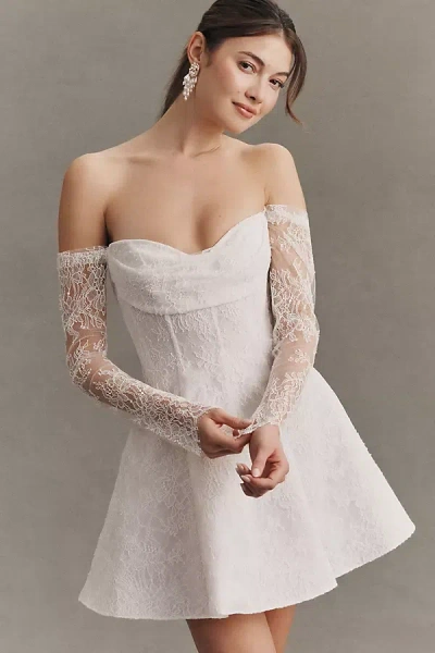 Jenny Yoo Exclusive:  Dixie Lace Corset Mini Dress In White