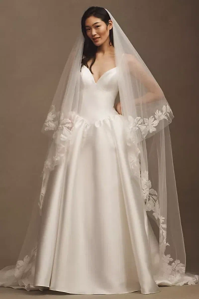 Jenny Yoo Ezra Floral Appliqué Cathedral Veil In White