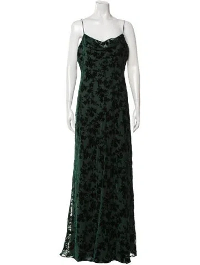 Pre-owned Jenny Yoo Floral Print Long Dress In Green