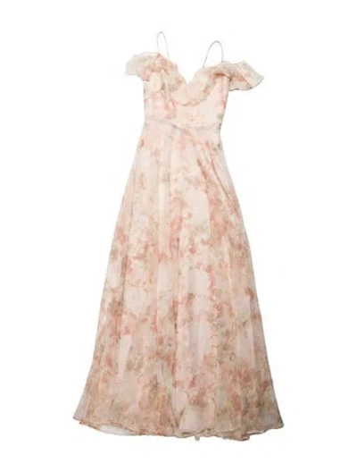 Pre-owned Jenny Yoo Floral Print Long Dress In Neutral
