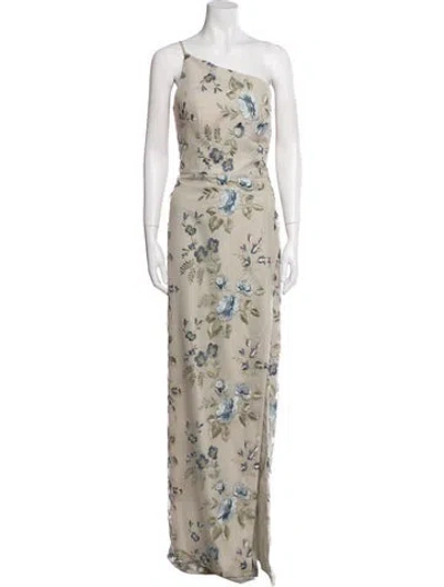 Pre-owned Jenny Yoo Floral Print Long Dress In Neutral