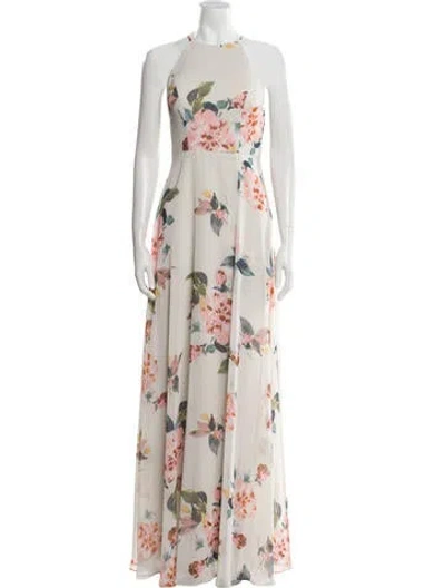 Pre-owned Jenny Yoo Floral Print Long Dress In Neutral