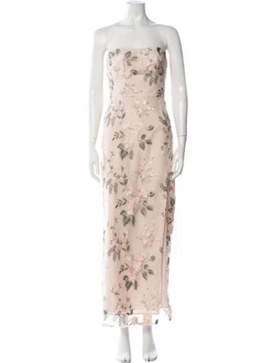 Pre-owned Jenny Yoo Floral Print Long Dress In Neutral