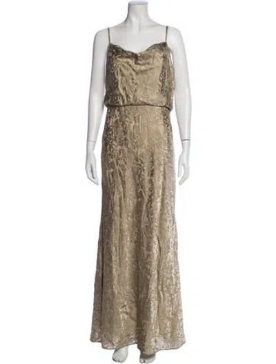Pre-owned Jenny Yoo Floral Print Long Dress In Neutrals