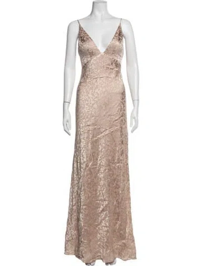 Pre-owned Jenny Yoo Floral Print Long Dress In Neutrals