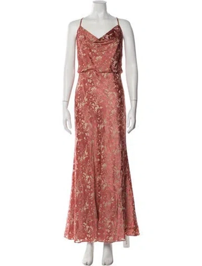 Pre-owned Jenny Yoo Floral Print Long Dress In Pink