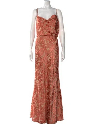 Pre-owned Jenny Yoo Floral Print Long Dress In Pink