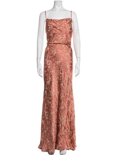 Pre-owned Jenny Yoo Floral Print Long Dress In Pink
