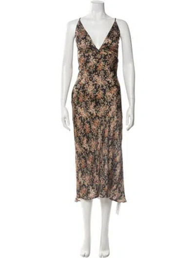 Pre-owned Jenny Yoo Floral Print Long Dress W/ Tags In Black