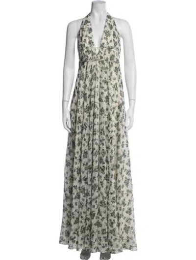 Pre-owned Jenny Yoo Floral Print Long Dress W/ Tags In Green
