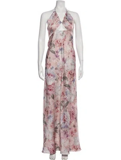 Pre-owned Jenny Yoo Floral Print Long Dress W/ Tags In Pink