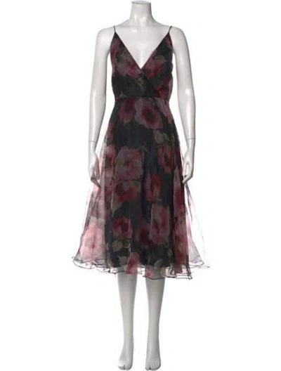 Pre-owned Jenny Yoo Floral Print Midi Length Dress In Multi