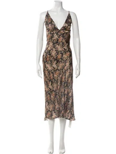 Pre-owned Jenny Yoo Floral Print Midi Length Dress W/ Tags In Black